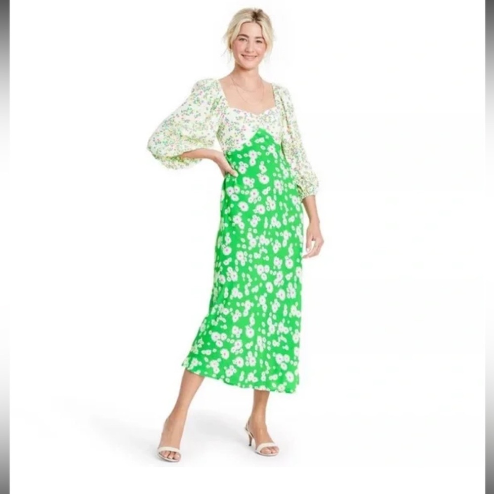 RIXO x Target Multicolored Floral Coquette/Fairy Style Midi Dress | 12